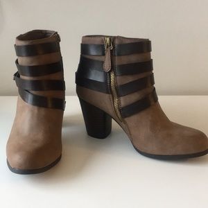 Madden Girl Brown Taupe Deluxe Strappy Bootie